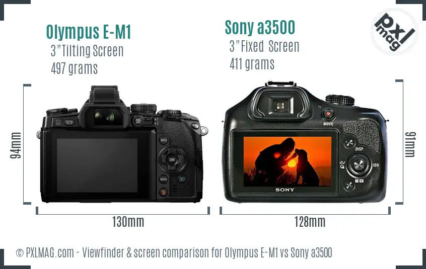 Olympus E-M1 vs Sony a3500 Screen and Viewfinder comparison