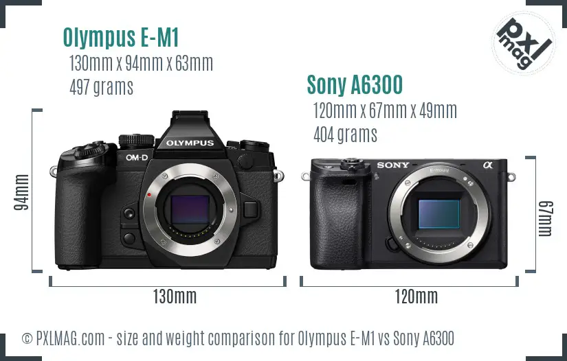 Olympus E-M1 vs Sony A6300 size comparison