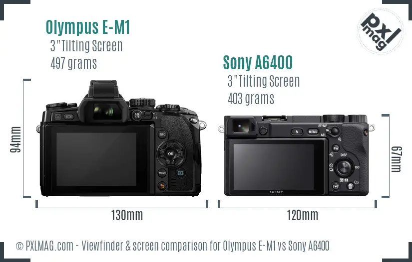Olympus E-M1 vs Sony A6400 Screen and Viewfinder comparison