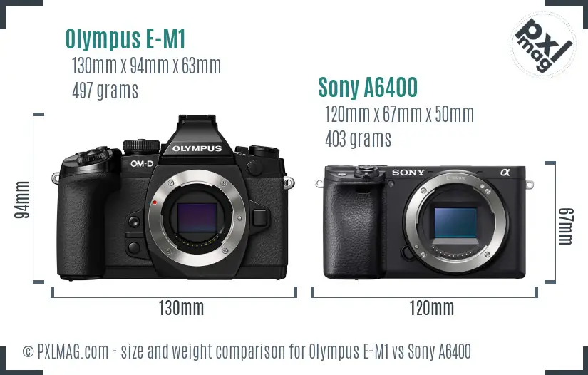 Olympus E-M1 vs Sony A6400 size comparison