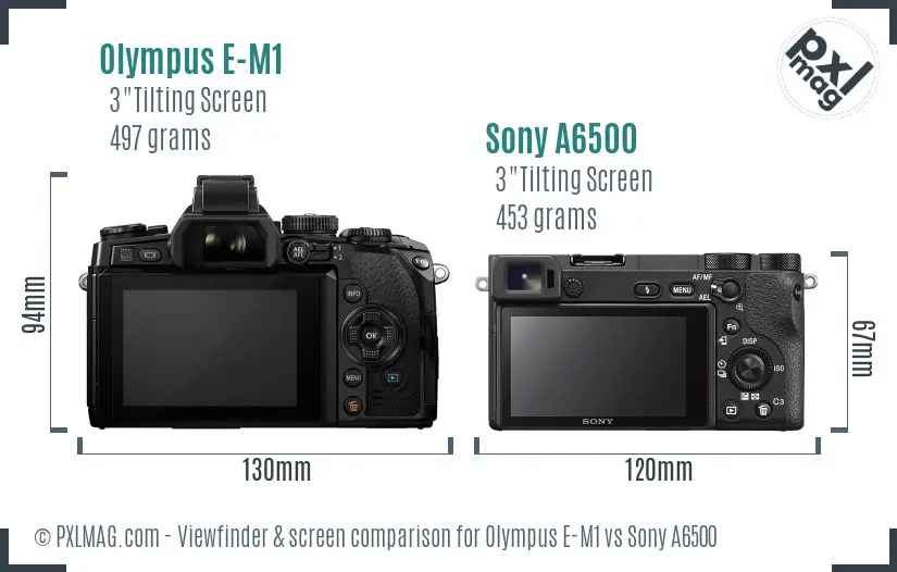 Olympus E-M1 vs Sony A6500 Screen and Viewfinder comparison