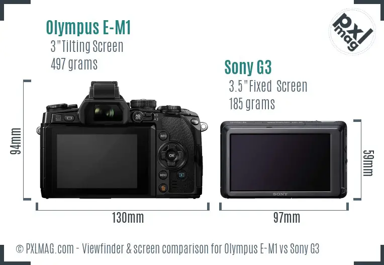 Olympus E-M1 vs Sony G3 Screen and Viewfinder comparison