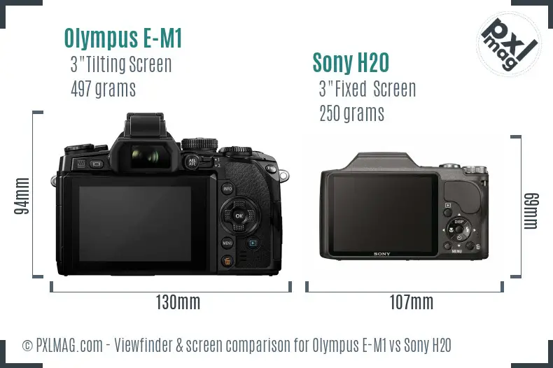 Olympus E-M1 vs Sony H20 Screen and Viewfinder comparison
