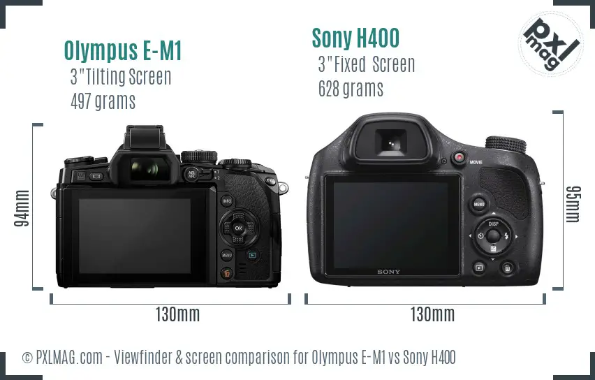 Olympus E-M1 vs Sony H400 Screen and Viewfinder comparison