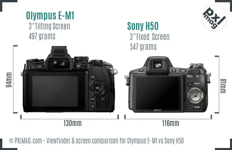 Olympus E-M1 vs Sony H50 Screen and Viewfinder comparison