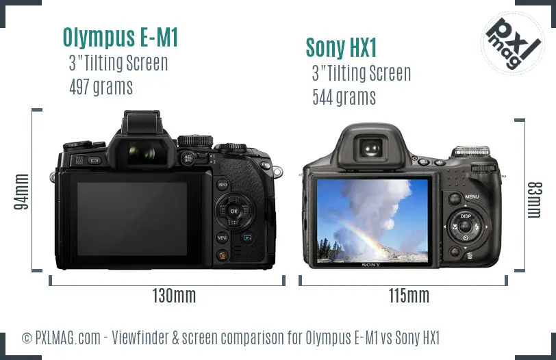 Olympus E-M1 vs Sony HX1 Screen and Viewfinder comparison