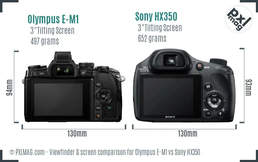 Olympus E-M1 vs Sony HX350 Screen and Viewfinder comparison