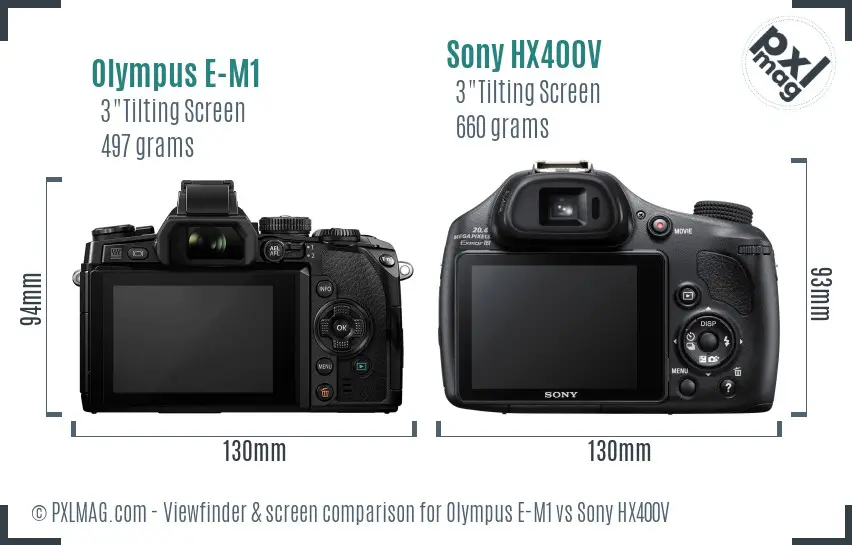 Olympus E-M1 vs Sony HX400V Screen and Viewfinder comparison