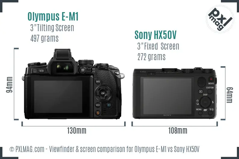Olympus E-M1 vs Sony HX50V Screen and Viewfinder comparison
