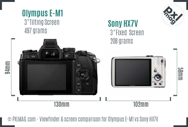 Olympus E-M1 vs Sony HX7V Screen and Viewfinder comparison