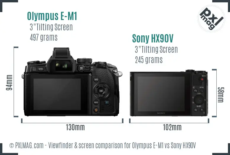 Olympus E-M1 vs Sony HX90V Screen and Viewfinder comparison