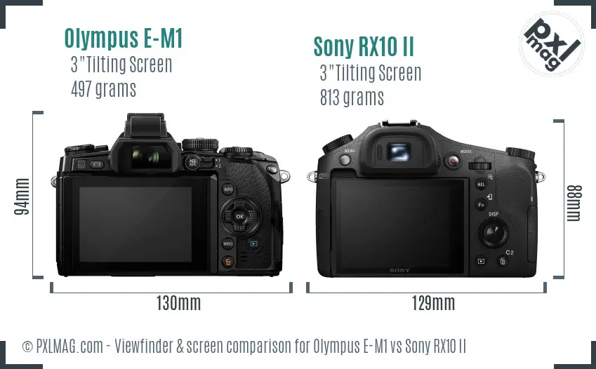 Olympus E-M1 vs Sony RX10 II Screen and Viewfinder comparison