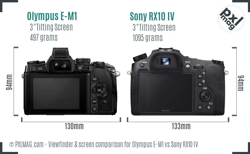Olympus E-M1 vs Sony RX10 IV Screen and Viewfinder comparison