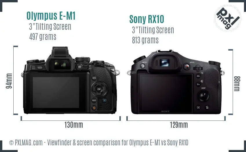 Olympus E-M1 vs Sony RX10 Screen and Viewfinder comparison