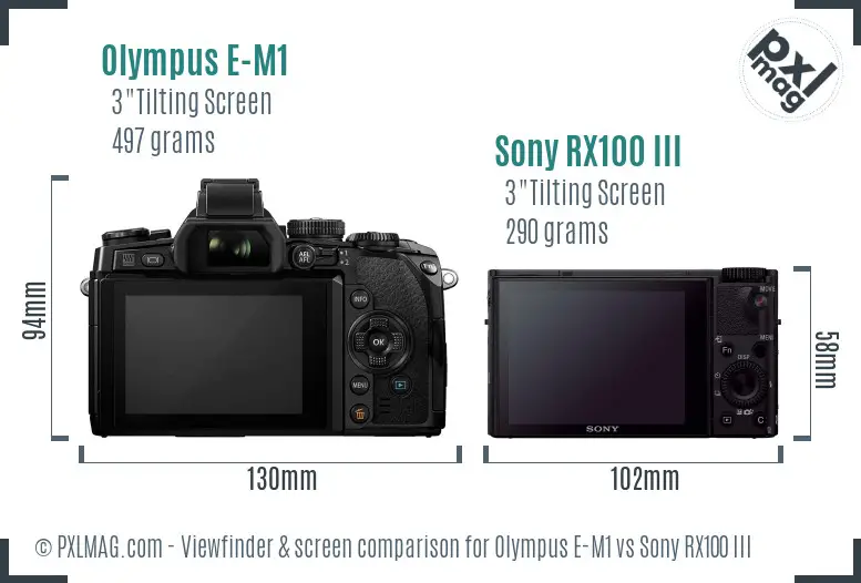 Olympus E-M1 vs Sony RX100 III Screen and Viewfinder comparison