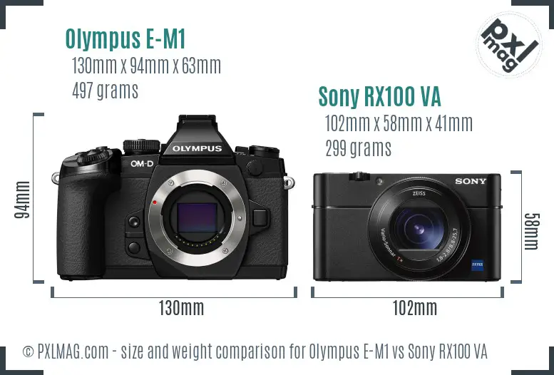Olympus E-M1 vs Sony RX100 VA size comparison