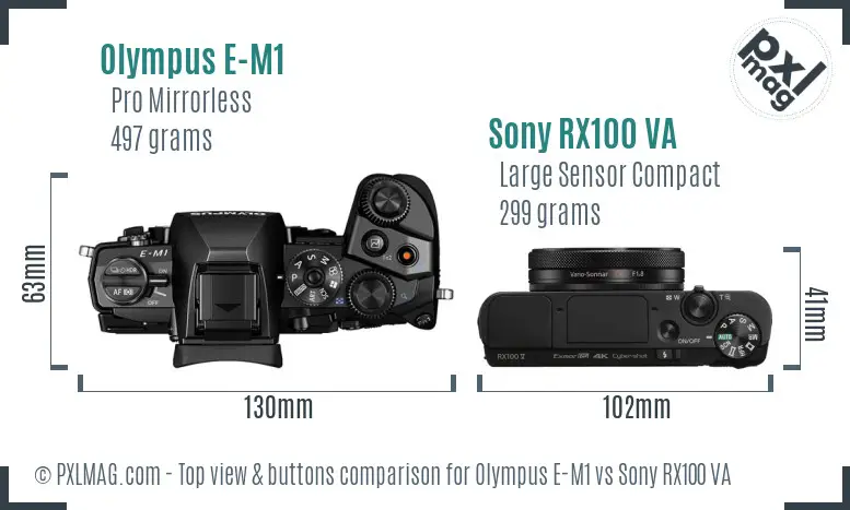 Olympus E-M1 vs Sony RX100 VA top view buttons comparison