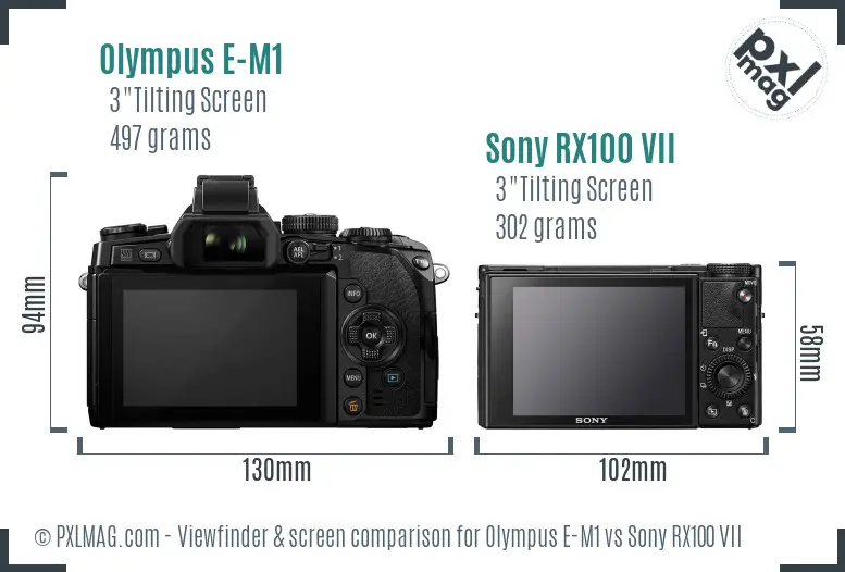 Olympus E-M1 vs Sony RX100 VII Screen and Viewfinder comparison