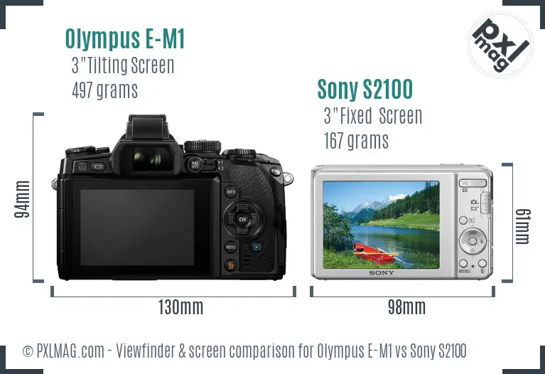 Olympus E-M1 vs Sony S2100 Screen and Viewfinder comparison