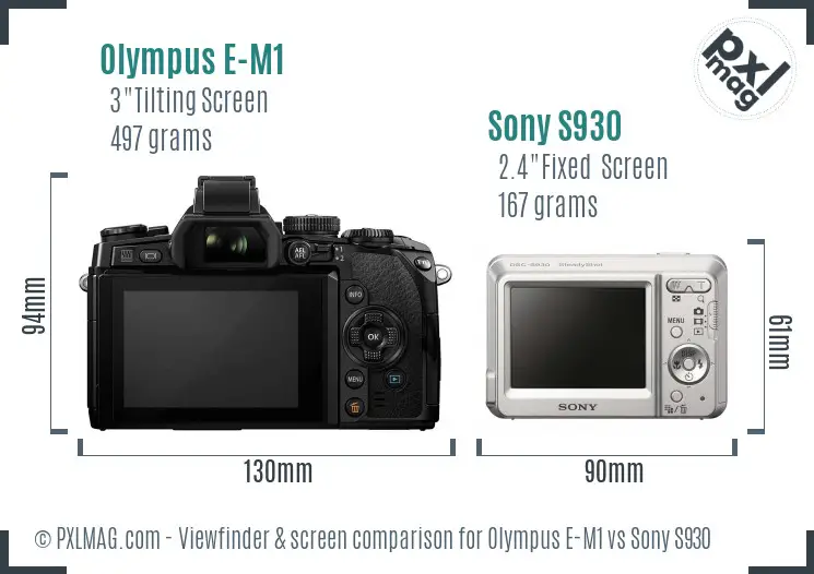 Olympus E-M1 vs Sony S930 Screen and Viewfinder comparison