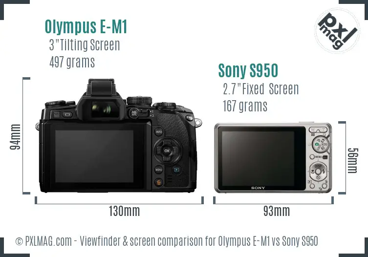 Olympus E-M1 vs Sony S950 Screen and Viewfinder comparison