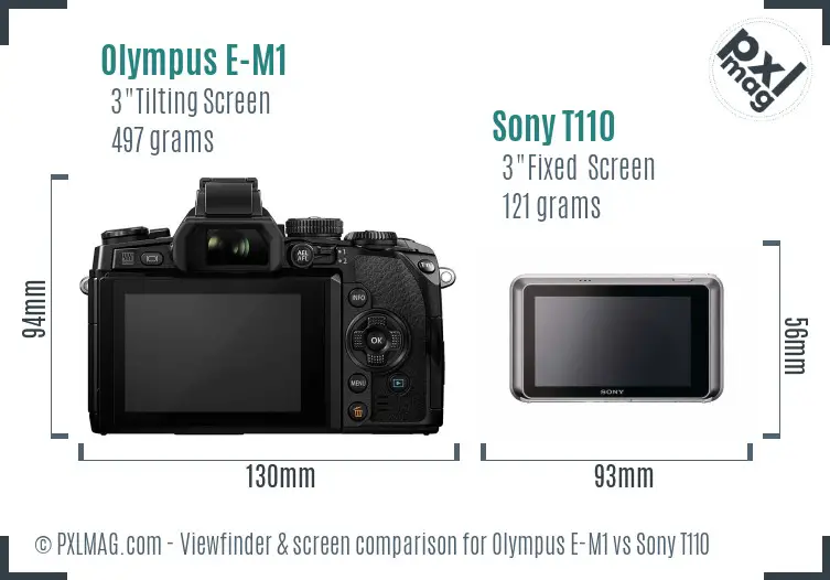 Olympus E-M1 vs Sony T110 Screen and Viewfinder comparison Olympus E-M1 vs Sony T110 Screen and Viewfinder comparison