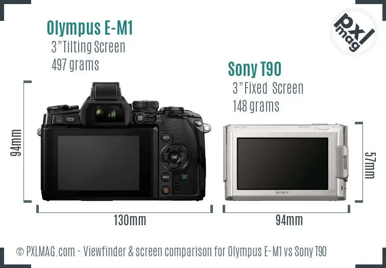 Olympus E-M1 vs Sony T90 Screen and Viewfinder comparison