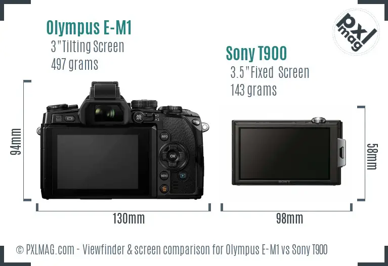 Olympus E-M1 vs Sony T900 Screen and Viewfinder comparison Olympus E-M1 vs Sony T900 Screen and Viewfinder comparison