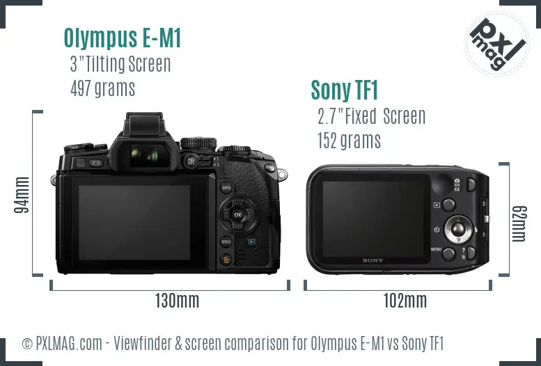 Olympus E-M1 vs Sony TF1 Screen and Viewfinder comparison