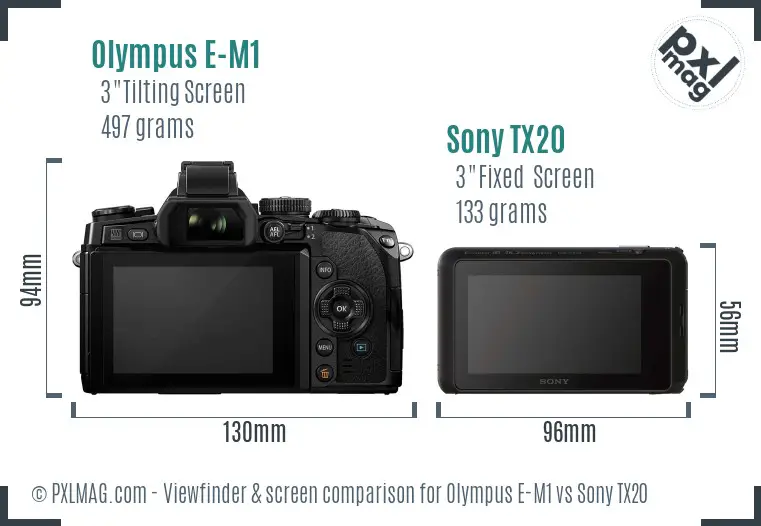 Olympus E-M1 vs Sony TX20 Screen and Viewfinder comparison