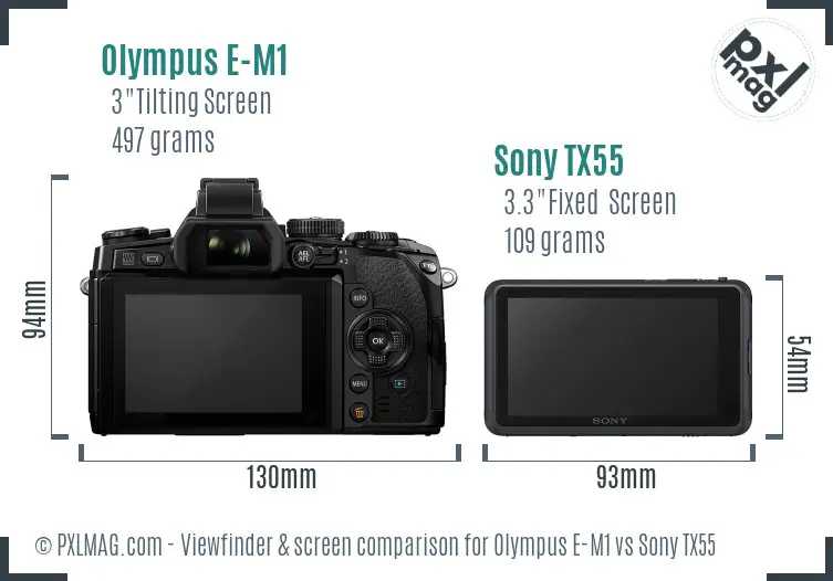 Olympus E-M1 vs Sony TX55 Screen and Viewfinder comparison