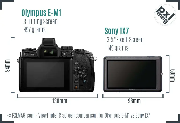 Olympus E-M1 vs Sony TX7 Screen and Viewfinder comparison