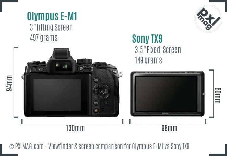 Olympus E-M1 vs Sony TX9 Screen and Viewfinder comparison