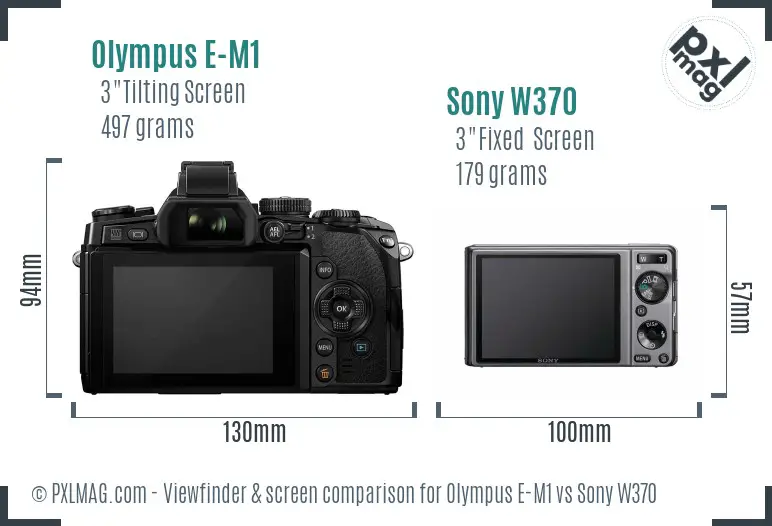 Olympus E-M1 vs Sony W370 Screen and Viewfinder comparison