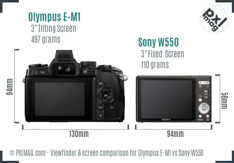 Olympus E-M1 vs Sony W550 Screen and Viewfinder comparison