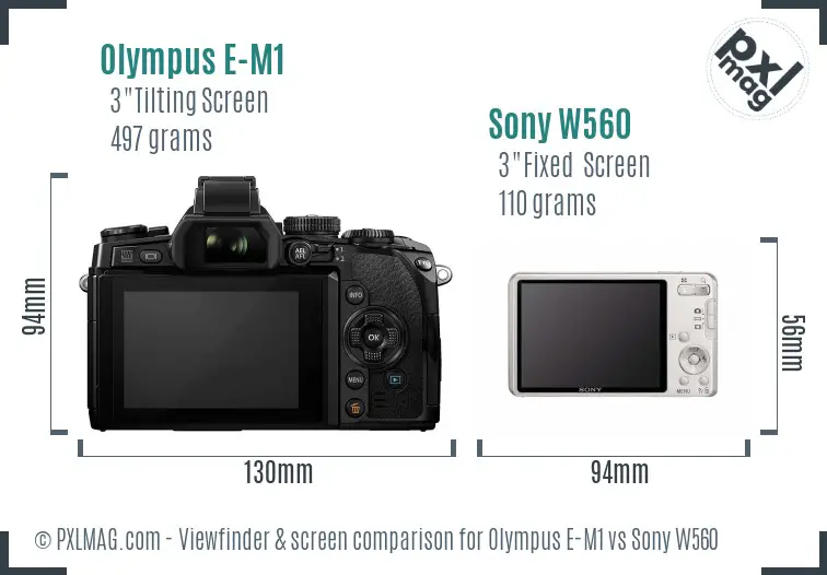 Olympus E-M1 vs Sony W560 Screen and Viewfinder comparison