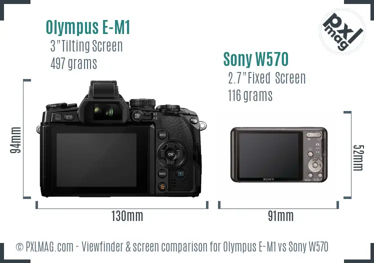 Olympus E-M1 vs Sony W570 Screen and Viewfinder comparison