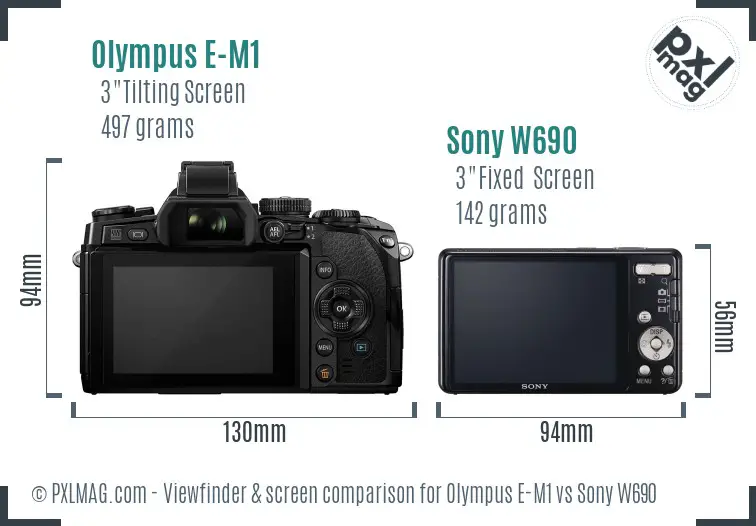 Olympus E-M1 vs Sony W690 Screen and Viewfinder comparison