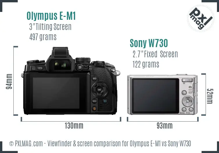 Olympus E-M1 vs Sony W730 Screen and Viewfinder comparison