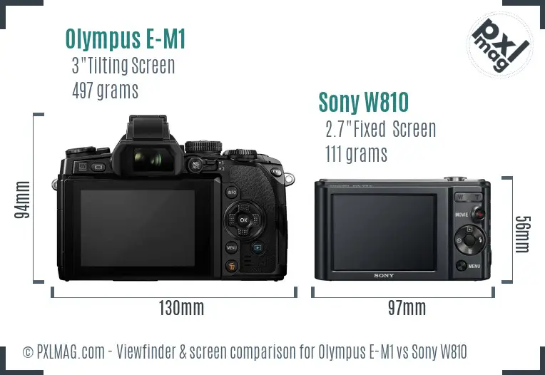 Olympus E-M1 vs Sony W810 Screen and Viewfinder comparison