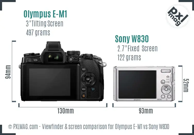 Olympus E-M1 vs Sony W830 Screen and Viewfinder comparison