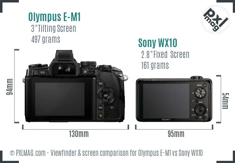 Olympus E-M1 vs Sony WX10 Screen and Viewfinder comparison