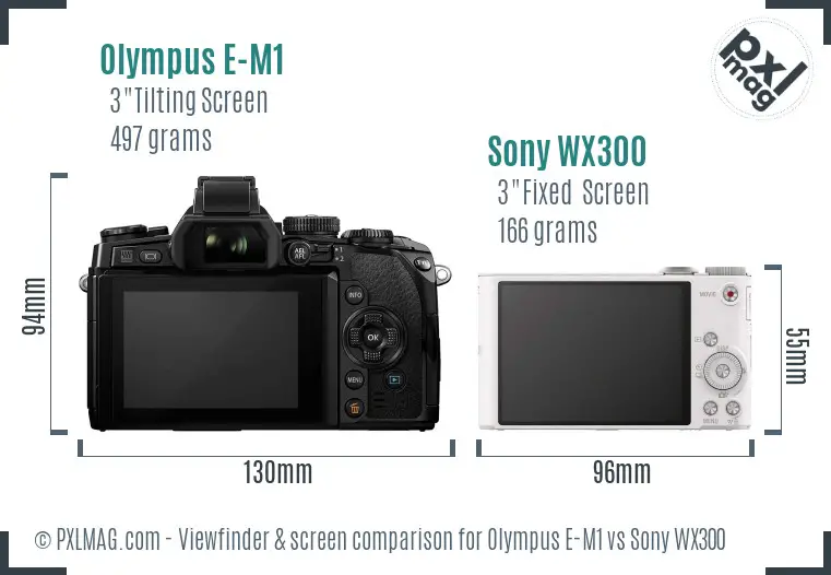 Olympus E-M1 vs Sony WX300 Screen and Viewfinder comparison