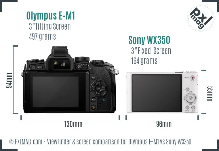 Olympus E-M1 vs Sony WX350 Screen and Viewfinder comparison