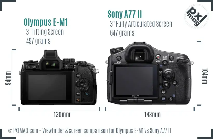 Olympus E-M1 vs Sony A77 II Screen and Viewfinder comparison