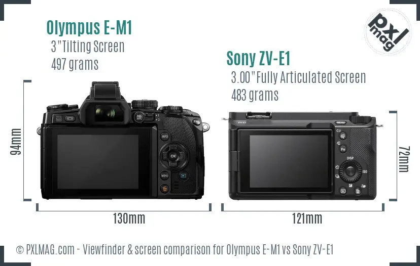 Olympus E-M1 vs Sony ZV-E1 Screen and Viewfinder comparison
