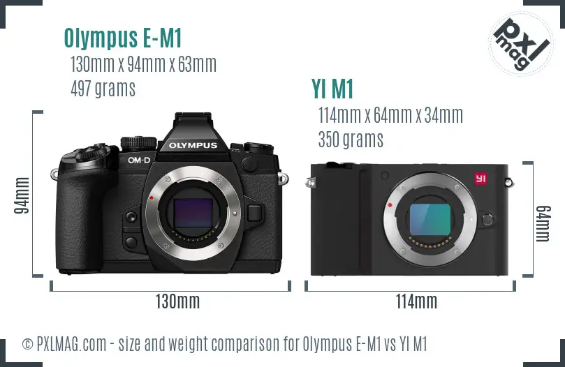 Olympus E-M1 vs YI M1 size comparison