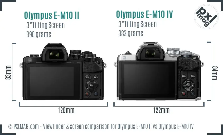 Olympus E-M10 II vs Olympus E-M10 IV Screen and Viewfinder comparison