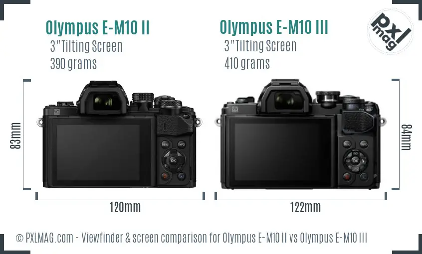 Olympus E-M10 II vs Olympus E-M10 III Screen and Viewfinder comparison