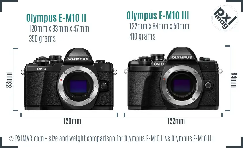 Olympus E-M10 II vs Olympus E-M10 III size comparison